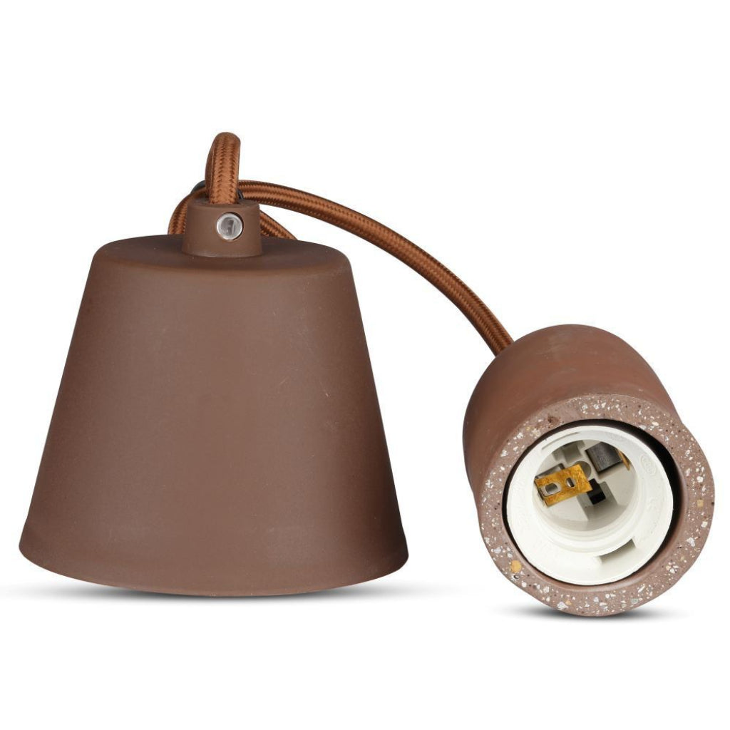 V-TAC Lampadario LED a Cilindro in Calcestruzzo con Portalampada E27 (Max 60W) Colore Marrone