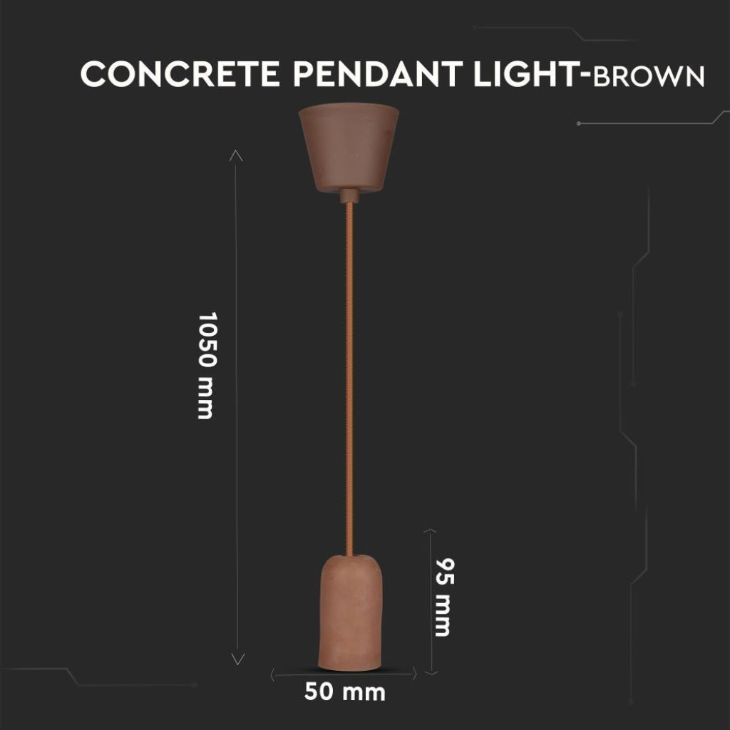 V-TAC Lampadario LED a Cilindro in Calcestruzzo con Portalampada E27 (Max 60W) Colore Marrone