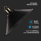 V-TAC Lampadario LED a Campana in Metallo con Portalampada E27 (Max 60W) Colore Nero Opaco