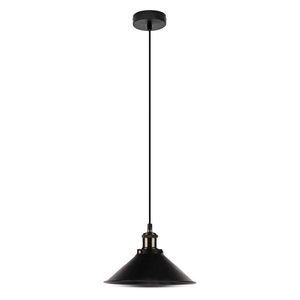 V-TAC Lampadario LED a Campana in Metallo con Portalampada E27 (Max 60W) Colore Nero Opaco