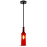 V-TAC Lampadario LED a Bottiglia in Vetro con Portalampada E14 (Max 60W) Ø72*115cm Colore Rosso