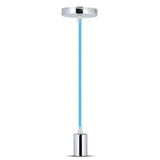 V-TAC Lampadario LED a Cilindro in Metallo con Portalampada E27 (Max 60W) L:100cm Colore Cromato e Cavo Blu