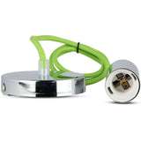 V-TAC Lampadario LED a Cilindro in Metallo con Portalampada E27 (Max 60W) L:100cm Colore Cromato e Cavo Verde