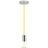 V-TAC Lampadario LED a Cilindro in Metallo con Portalampada E27 (Max 60W) L:100cm Colore Cromato e Cavo Giallo