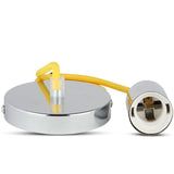 V-TAC Lampadario LED a Cilindro in Metallo con Portalampada E27 (Max 60W) L:100cm Colore Cromato e Cavo Giallo