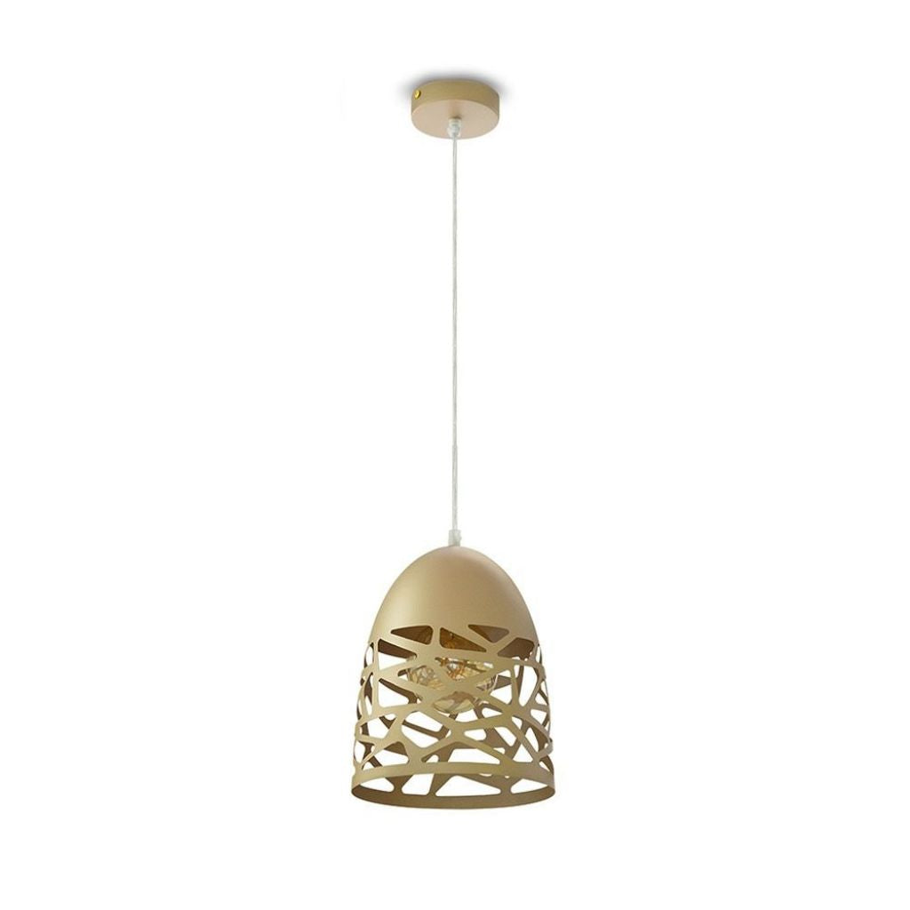 V-TAC Lampadario LED a Campana in Metallo Satinato con Portalampada E27 (Max 60W) Colore Oro Champagne