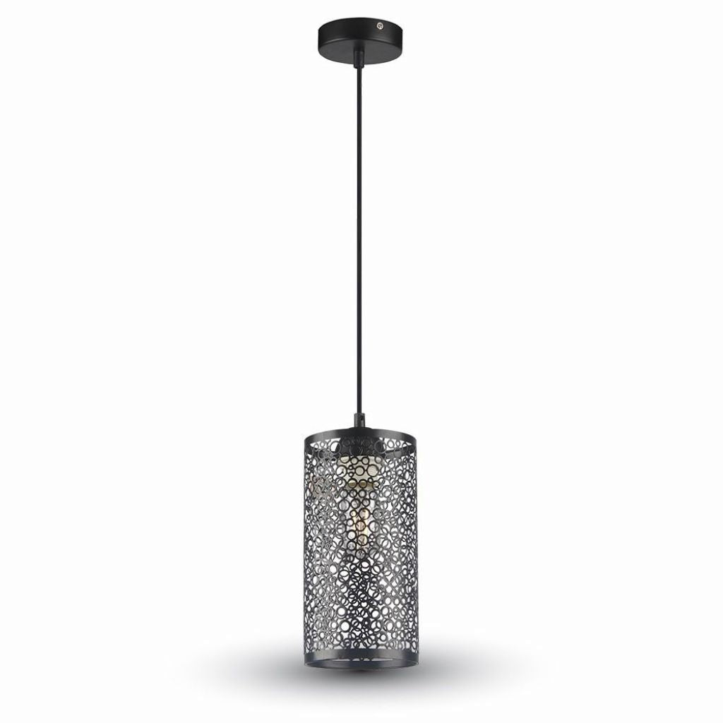 V-TAC Lampadario LED a Cilindro Alveolare in Metallo Satinato con Portalampada E27 Ø13x130cm (Max 60W) Colore Nero Opaco