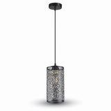 V-TAC Lampadario LED a Cilindro Alveolare in Metallo Satinato con Portalampada E27 Ø13x130cm (Max 60W) Colore Nero Opaco