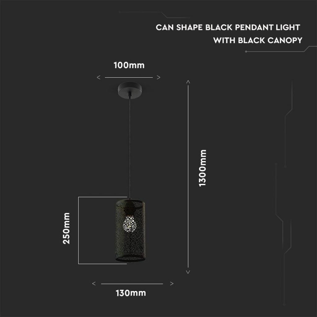 V-TAC Lampadario LED a Cilindro Alveolare in Metallo Satinato con Portalampada E27 Ø13x130cm (Max 60W) Colore Nero Opaco