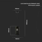 V-TAC Lampadario LED a Cilindro Alveolare in Metallo Satinato con Portalampada E27 Ø13x130cm (Max 60W) Colore Nero Opaco