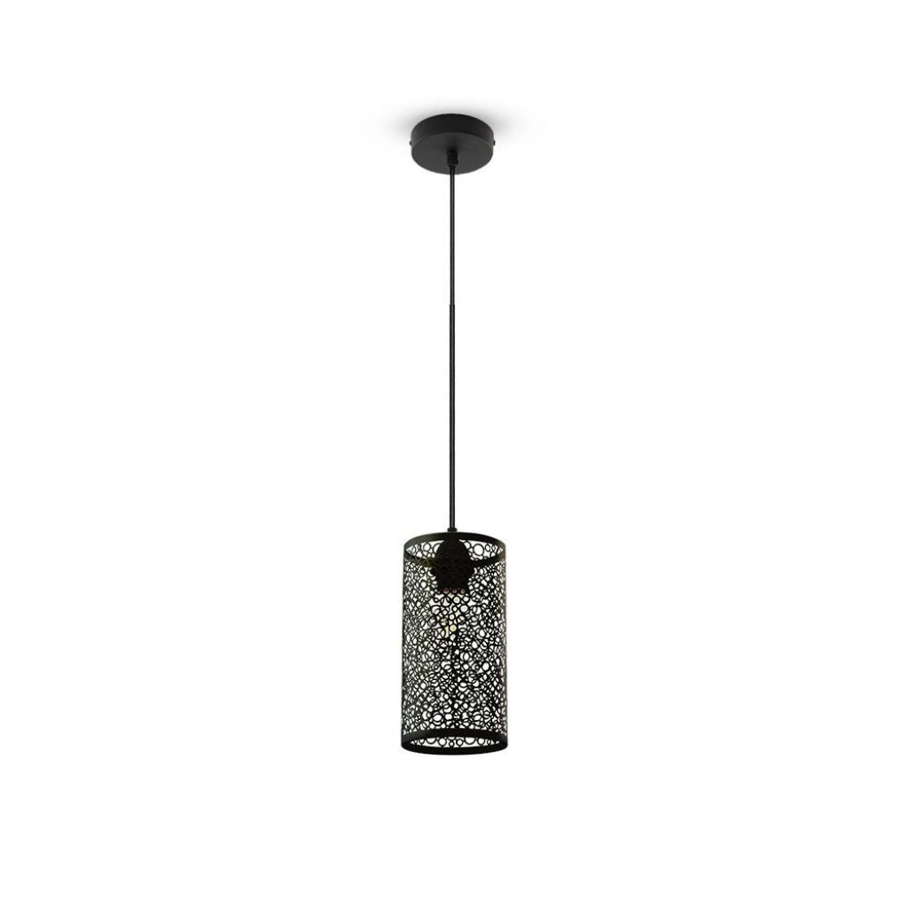 V-TAC Lampadario LED a Cilindro Alveolare in Metallo Satinato con Portalampada E27 Ø13x130cm (Max 60W) Colore Nero Opaco