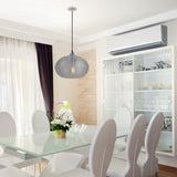 V-TAC Lampadario LED a Sfera in Vetro Ondulato e Metallo con Portalampada E27 (Max 60W) Colore Nero Trasparente