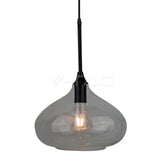 V-TAC Lampadario LED a Goccia in Vetro Lucido con Portalampada E27 (Max 60W) Colore Nero