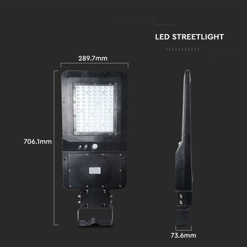 V-TAC Armatura Stradale LED SMD 40W 120LM/W con Pannello Solare, Sensore PIR e Telecomando, Colore Nero 6000K IP65