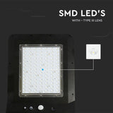 V-TAC Armatura Stradale LED SMD 40W 120LM/W con Pannello Solare, Sensore PIR e Telecomando, Colore Nero 6000K IP65