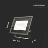 V-TAC Faro LED SMD 100W F-Series con Driver IC Integrato Colore Nero 4000K IP65