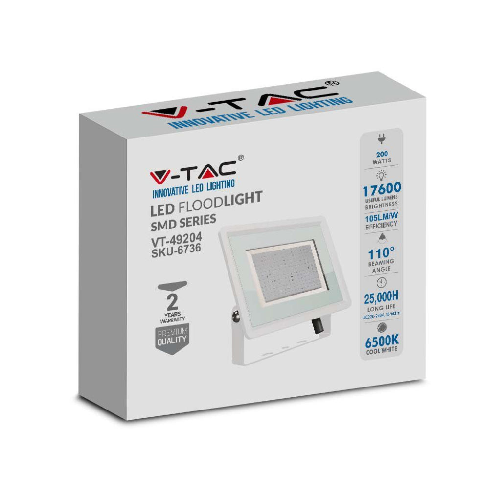 V-TAC Faro LED SMD 200W F-Series con Driver IC Integrato Colore Bianco 6400K IP65