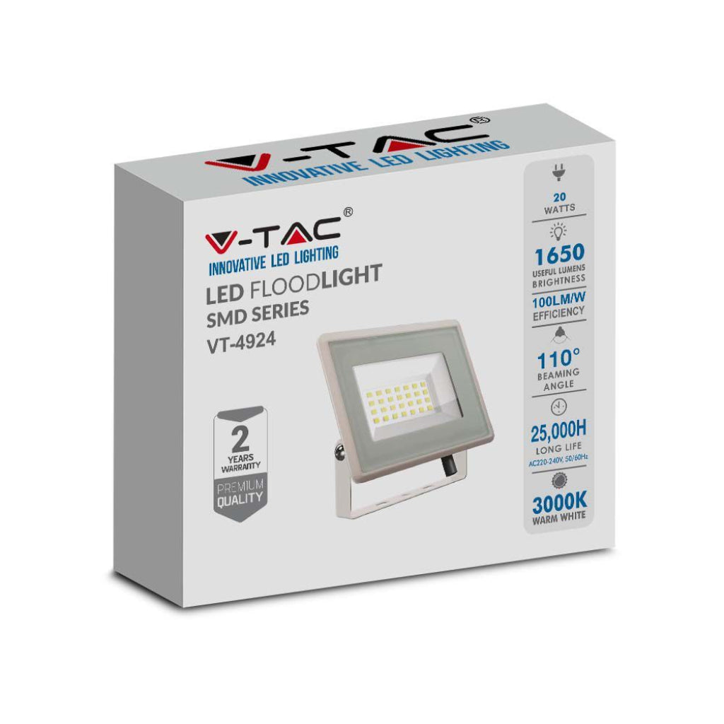 V-TAC Faro LED SMD 20W F-Series con Driver IC Integrato Colore Bianco 4000K IP65