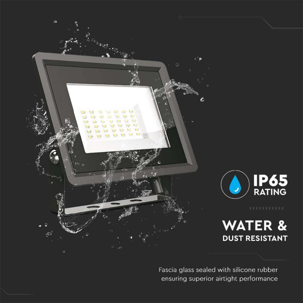 V-TAC Faro LED SMD 30W F-Series con Driver IC Integrato Colore Nero 4000K IP65