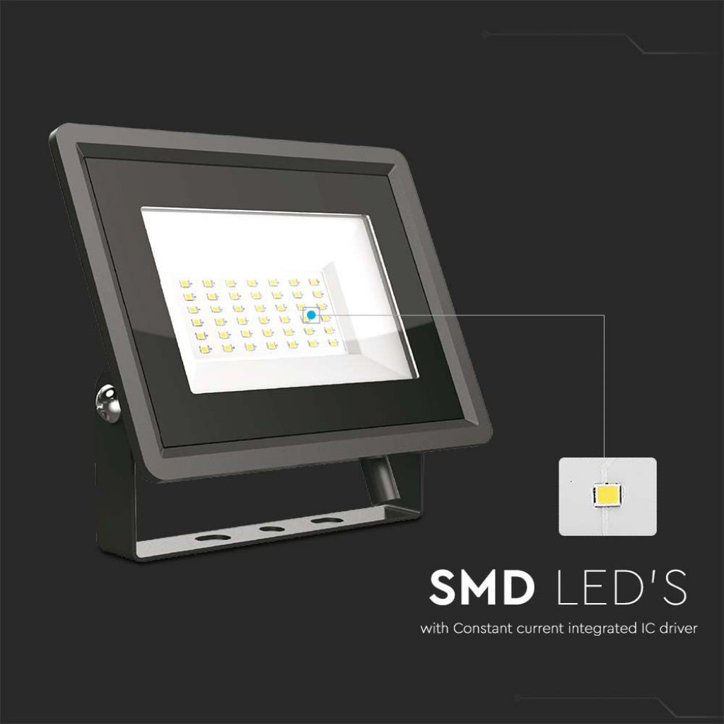V-TAC Faro LED SMD 30W F-Series con Driver IC Integrato Colore Nero 4000K IP65