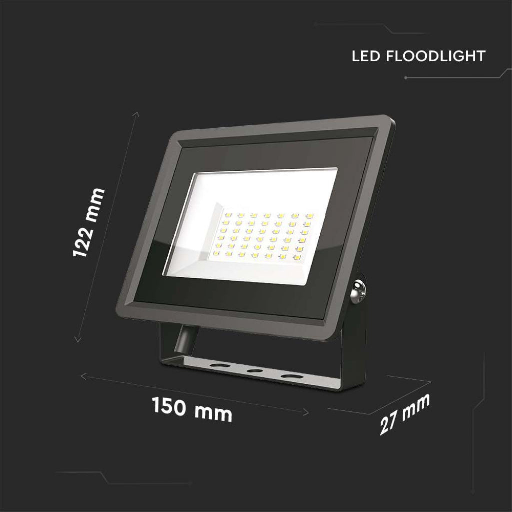 V-TAC Faro LED SMD 30W F-Series con Driver IC Integrato Colore Nero 4000K IP65