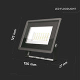 V-TAC Faro LED SMD 30W F-Series con Driver IC Integrato Colore Nero 4000K IP65