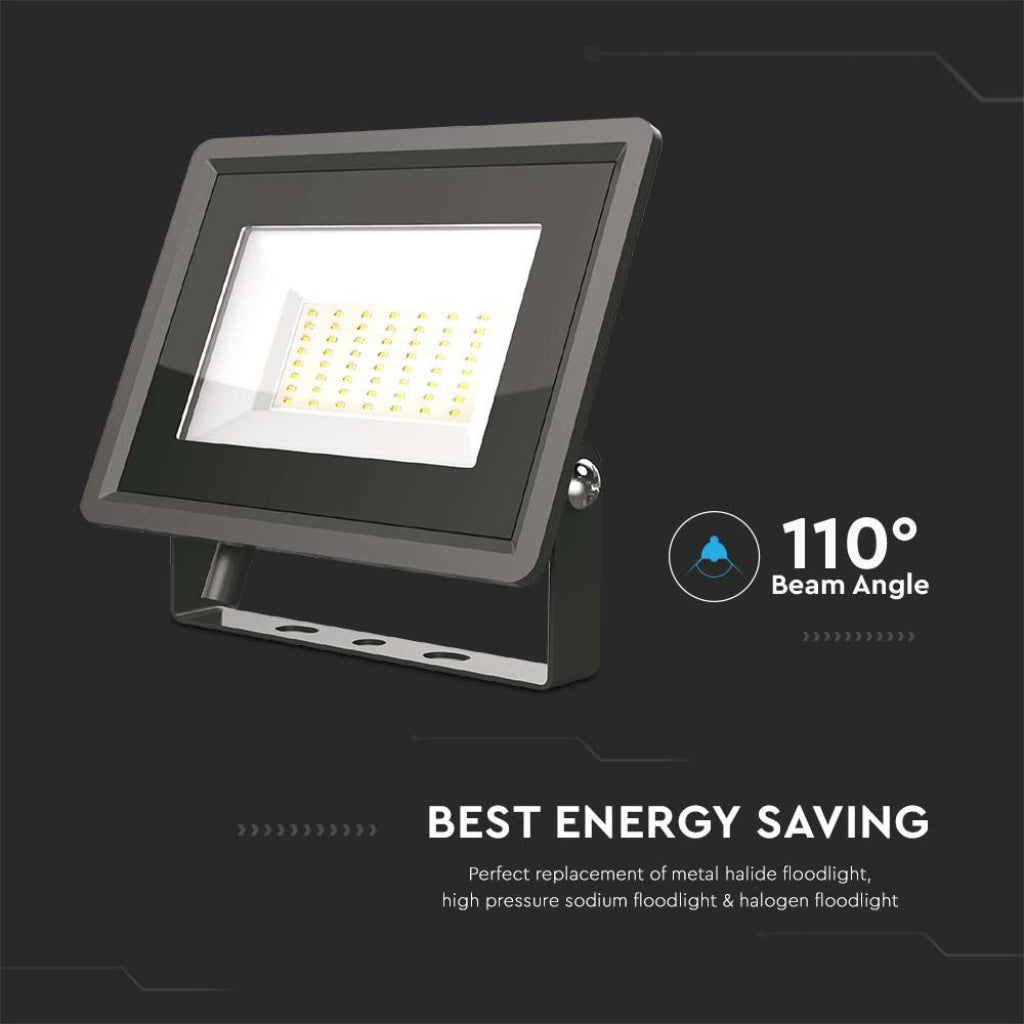V-TAC Faro LED SMD 50W F-Series con Driver IC Integrato Colore Nero 6500K IP65