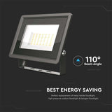 V-TAC Faro LED SMD 50W F-Series con Driver IC Integrato Colore Nero 6500K IP65