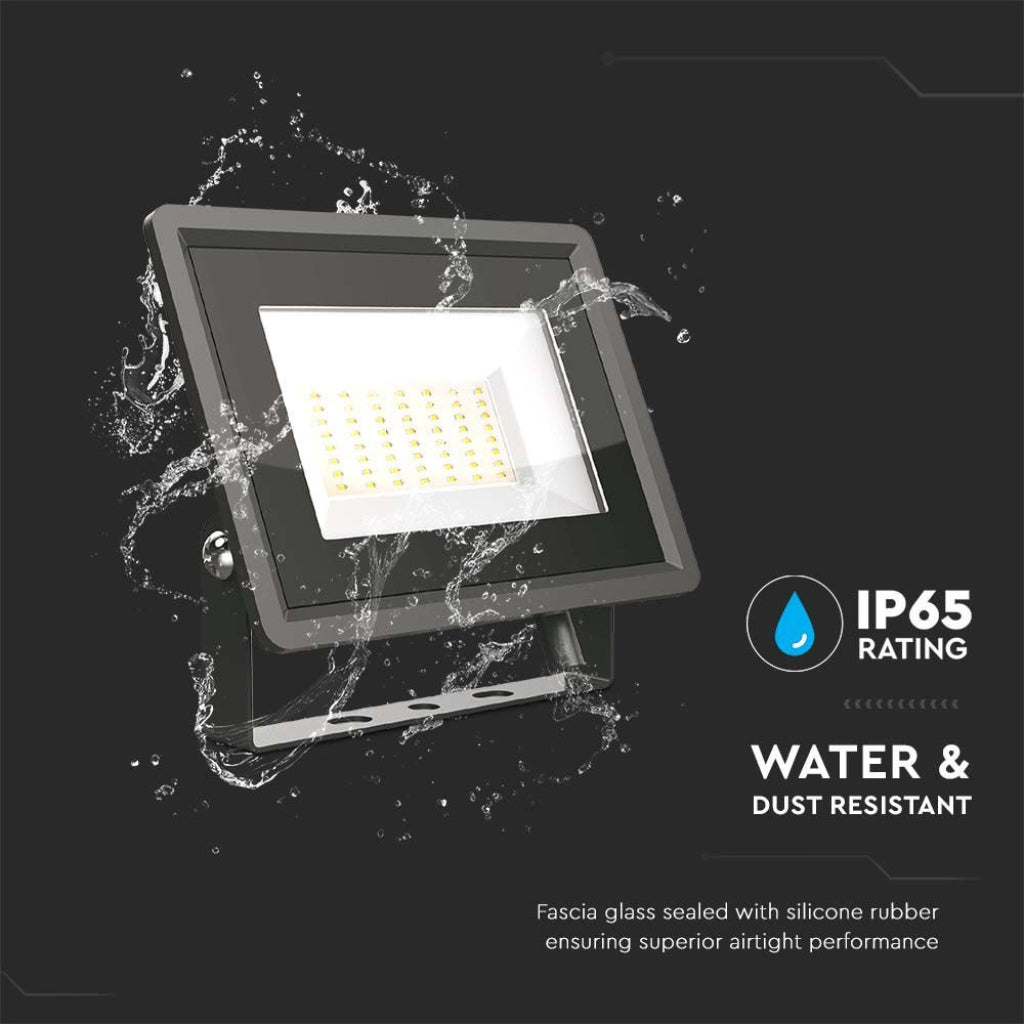 V-TAC Faro LED SMD 50W F-Series con Driver IC Integrato Colore Nero 6500K IP65