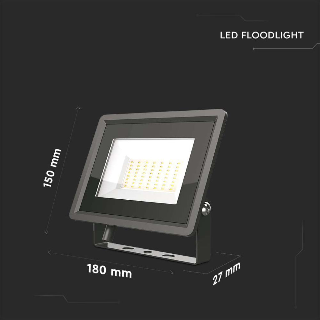V-TAC Faro LED SMD 50W F-Series con Driver IC Integrato Colore Nero 6500K IP65