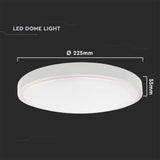 V-TAC Plafoniera LED Rotonda 18W Colore Bianco d: 225mm h: 55mm 6500K IP44