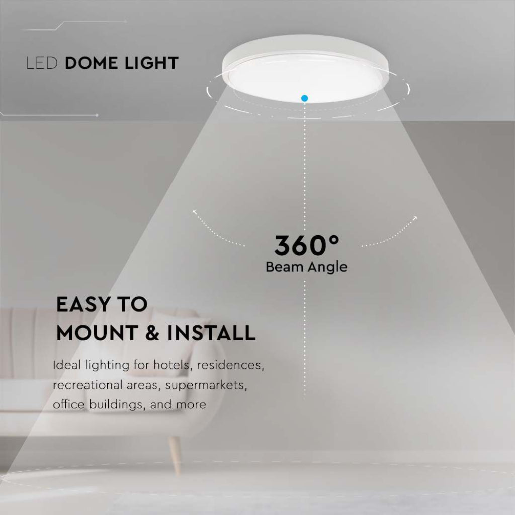 V-TAC Plafoniera LED Rotonda 24W Colore Bianco d: 295mm h: 55mm 3000K IP44