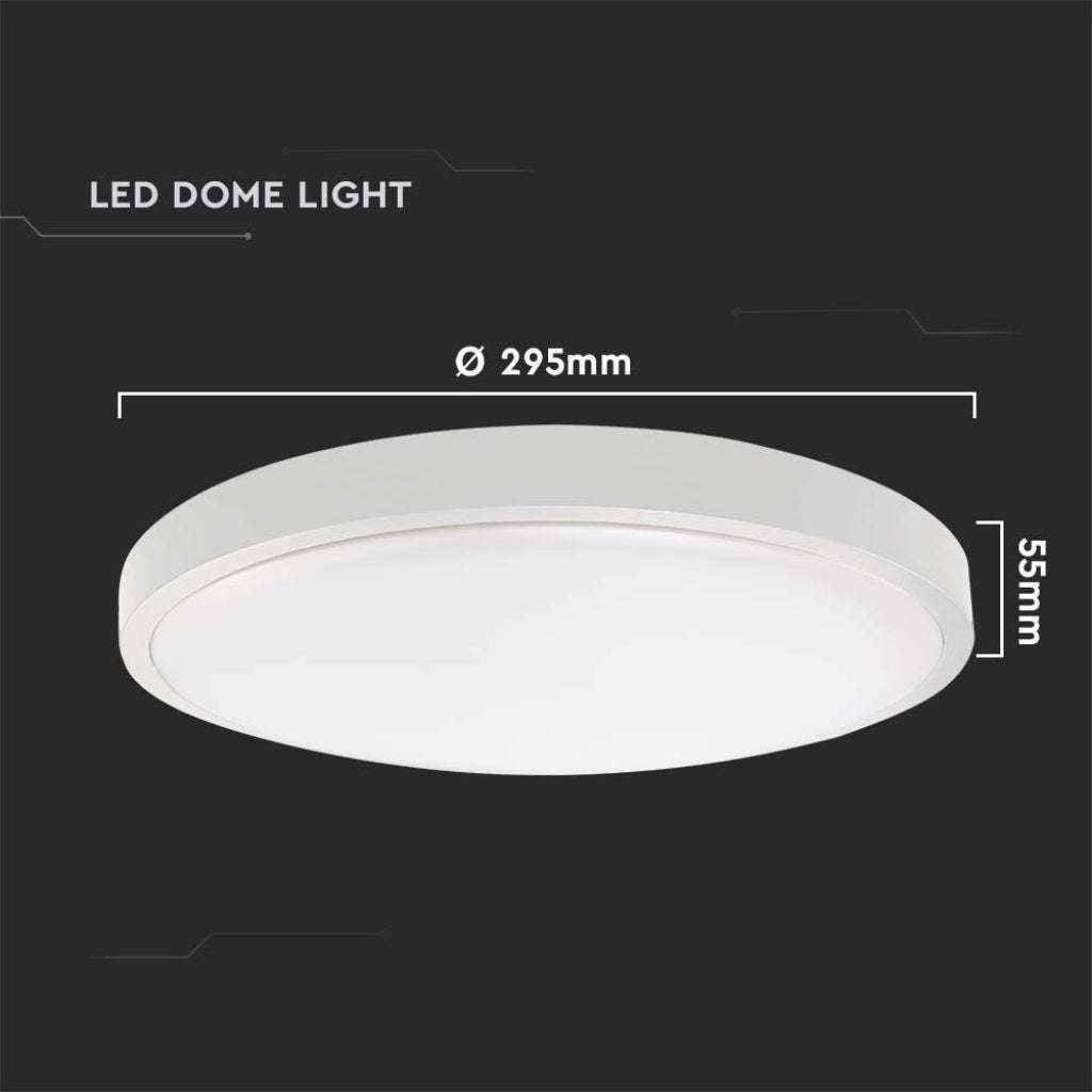 V-TAC Plafoniera LED Rotonda 24W Colore Bianco d: 295mm h: 55mm 3000K IP44
