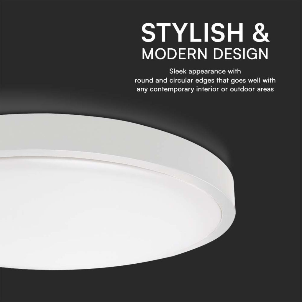 V-TAC Plafoniera LED Rotonda 24W Cornice Bianca 4000K IP44