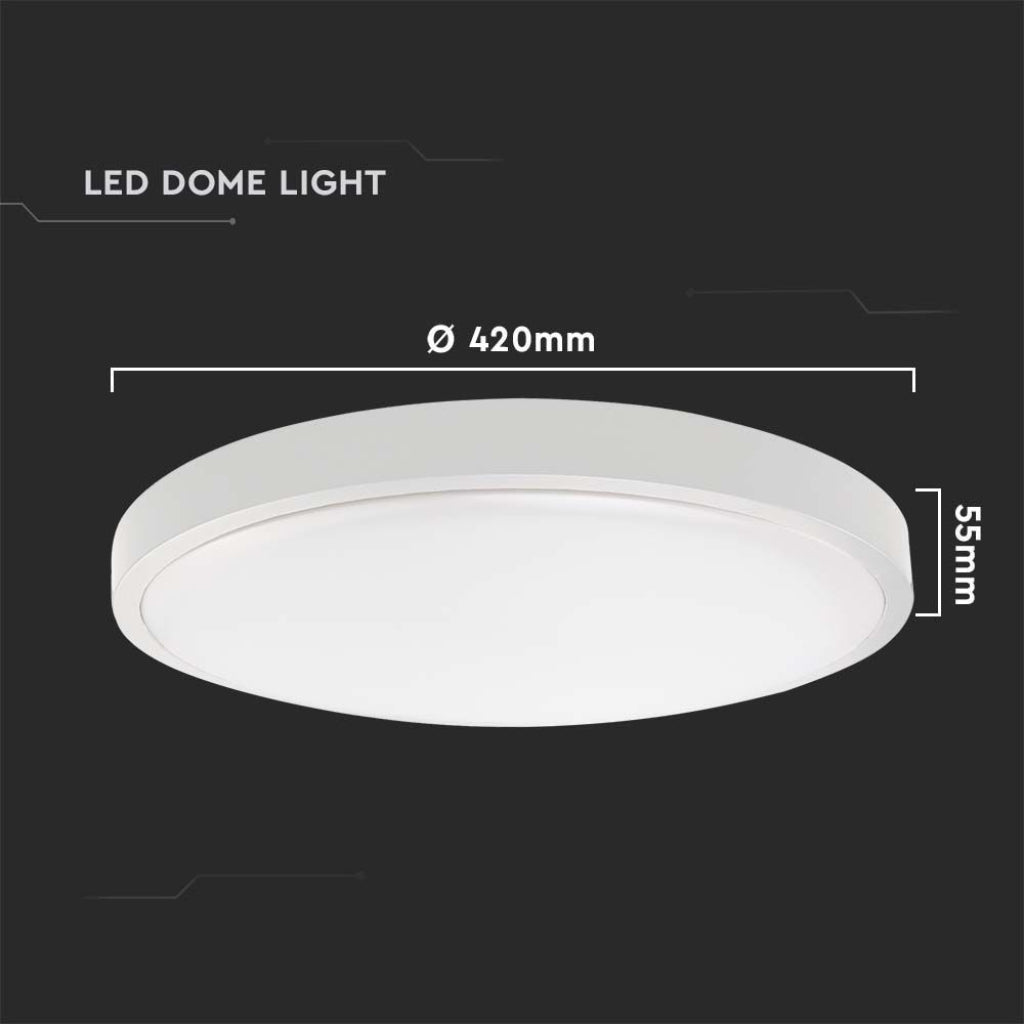 V-TAC Plafoniera LED Rotonda 30W Colore Bianco d: 420mm h: 55mm 6500K IP44