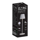 V-TAC Lampada LED da Tavolo 2W Colore Bianco in Alluminio con caricatore Wireless e Touch Dimmerabile 3000K IP54
