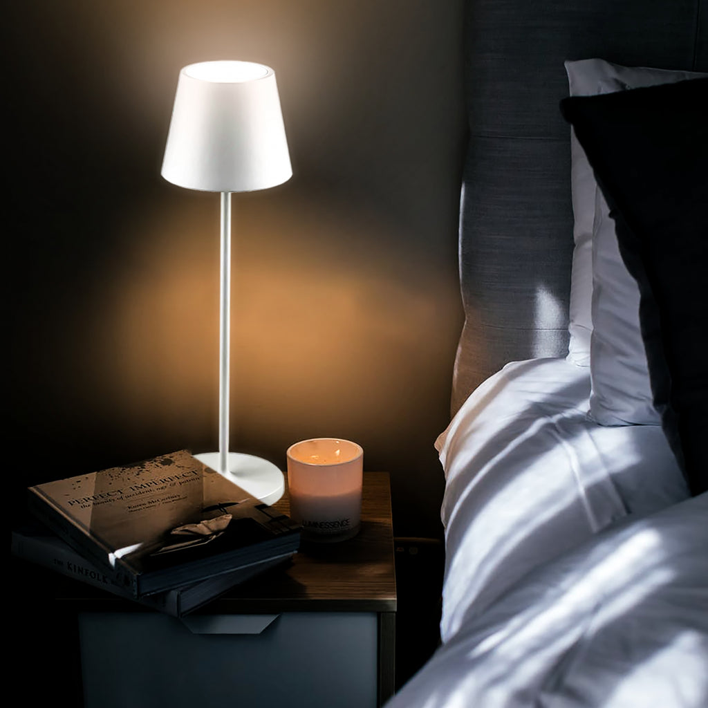 V-TAC Lampada LED da Tavolo 2W Colore Bianco in Alluminio con caricatore Wireless e Touch Dimmerabile 3000K IP54