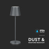V-TAC Lampada LED da Tavolo 2W Colore Grigio in Alluminio con caricatore Wireless e Touch Dimmerabile 3000K IP54