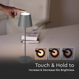 V-TAC Lampada LED da Tavolo 2W Colore Grigio in Alluminio con caricatore Wireless e Touch Dimmerabile 3000K IP54