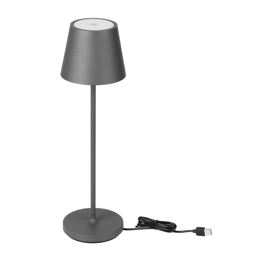 V-TAC Lampada LED da Tavolo 2W Colore Grigio in Alluminio con caricatore Wireless e Touch Dimmerabile 3000K IP54