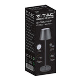 V-TAC Lampada LED da Tavolo 2W Colore Grigio in Alluminio con caricatore Wireless e Touch Dimmerabile 3000K IP54