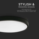 V-TAC Plafoniera LED Rotonda 30W con Sensore di Movimento a Microonde Colore Nero 4000K IP44