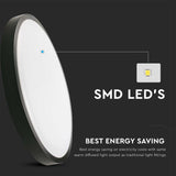 V-TAC Plafoniera LED Rotonda 30W con Sensore di Movimento a Microonde Colore Nero 4000K IP44