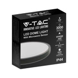 V-TAC Plafoniera LED Rotonda 30W con Sensore di Movimento a Microonde Colore Nero 4000K IP44