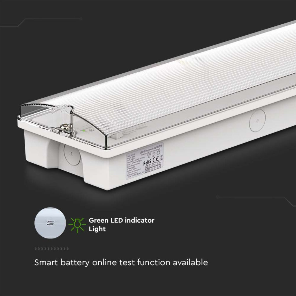 V-TAC Lampada LED di emergenza con Installazione a Parete e Pulsante di Autotest, Autonomia 3h, Compatibile con Telecomando RF 6000K IP65