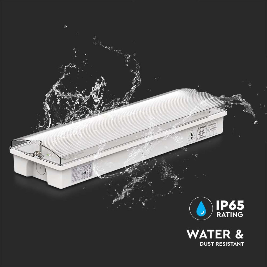 V-TAC Lampada LED di emergenza con Installazione a Parete e Pulsante di Autotest, Autonomia 3h, Compatibile con Telecomando RF 6000K IP65