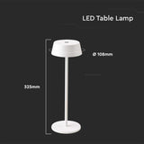 V-TAC Lampada LED da Tavolo 2W Colore Bianco in Alluminio ricaricabile con USB C Touch Dimmerabile 3000K IP54