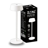 V-TAC Lampada LED da Tavolo 2W Colore Bianco in Alluminio ricaricabile con USB C Touch Dimmerabile 3000K IP54