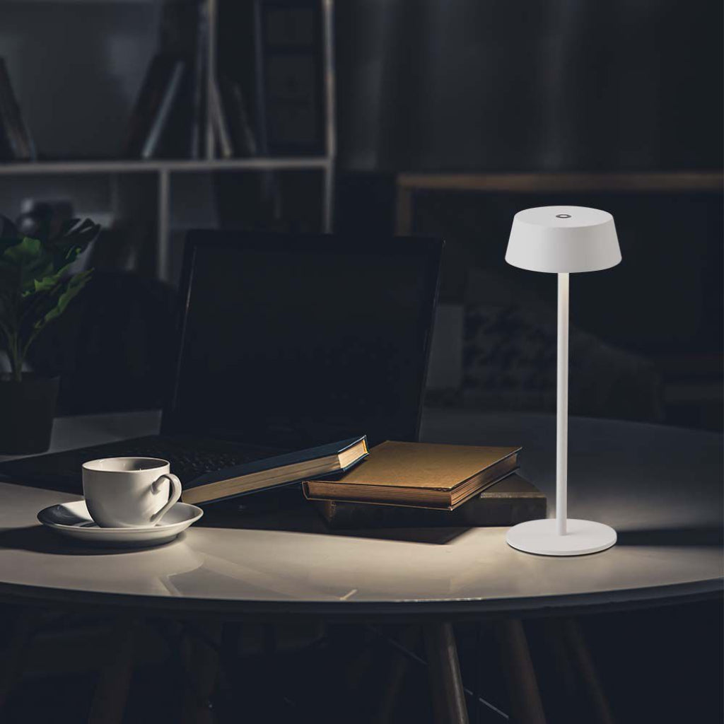 V-TAC Lampada LED da Tavolo 2W Colore Bianco in Alluminio ricaricabile con USB C Touch Dimmerabile 3000K IP54