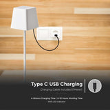V-TAC Lampada LED da Tavolo 2W Colore Bianco in Alluminio ricaricabile con USB C Touch Dimmerabile 3000K IP54